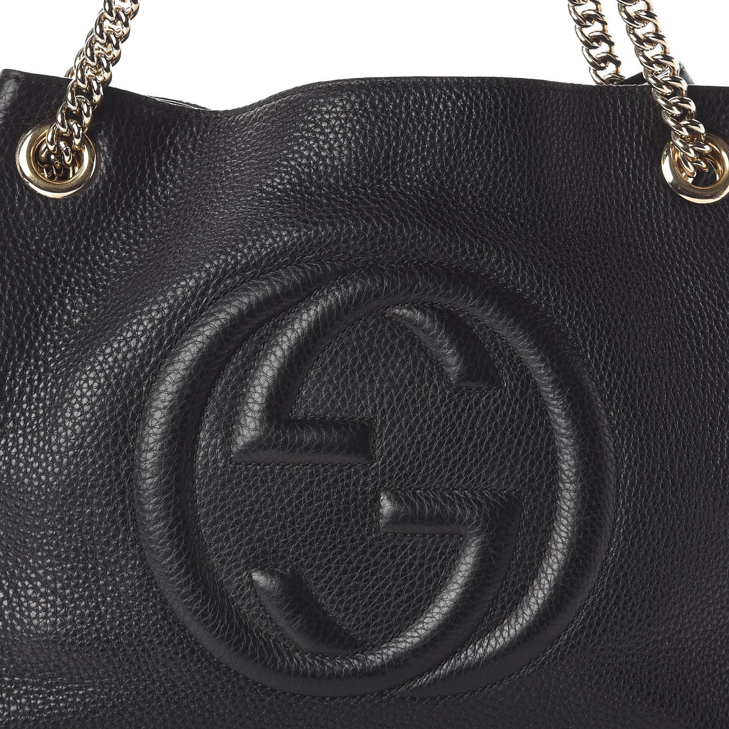 Pebbled Calfskin Medium Soho Chain Shoulder Bag Black