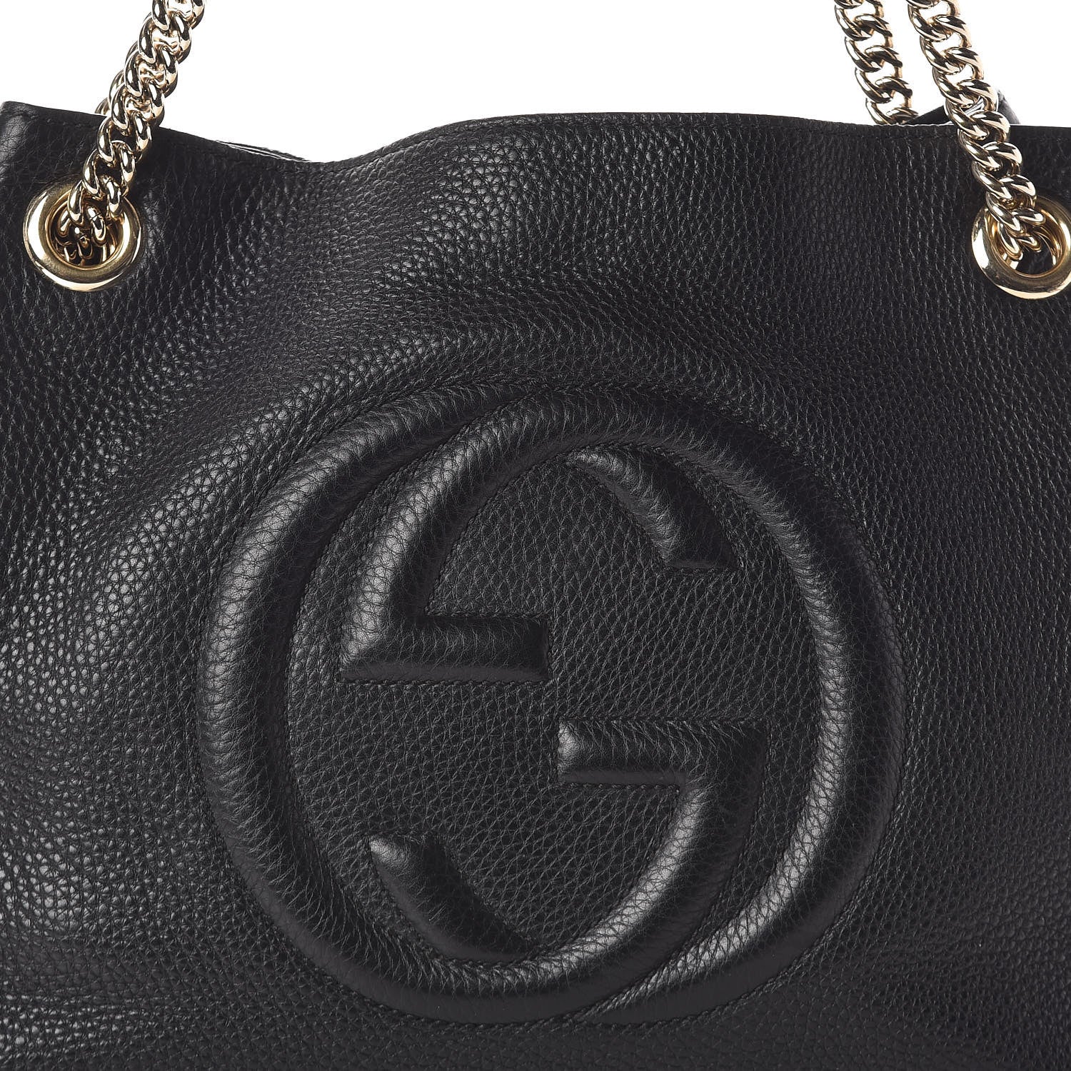 Gucci Pebbled Calfskin Medium Soho Chain Shoulder Bag Black 7 of 9