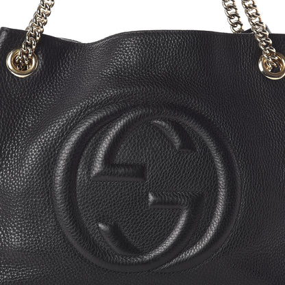 Gucci Pebbled Calfskin Medium Soho Chain Shoulder Bag Black 7 of 9