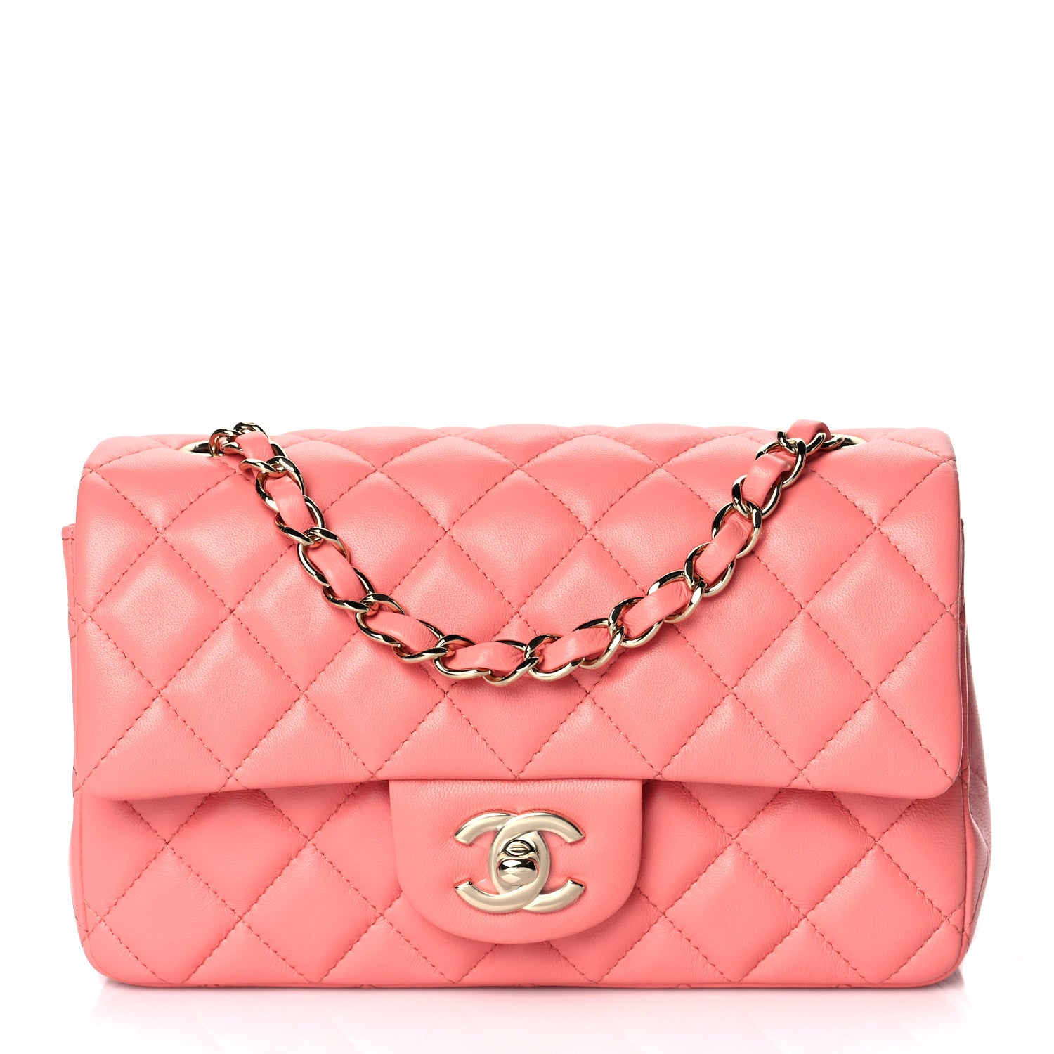 Chanel Lambskin Quilted Mini Rectangular Flap Pink 1 of 11
