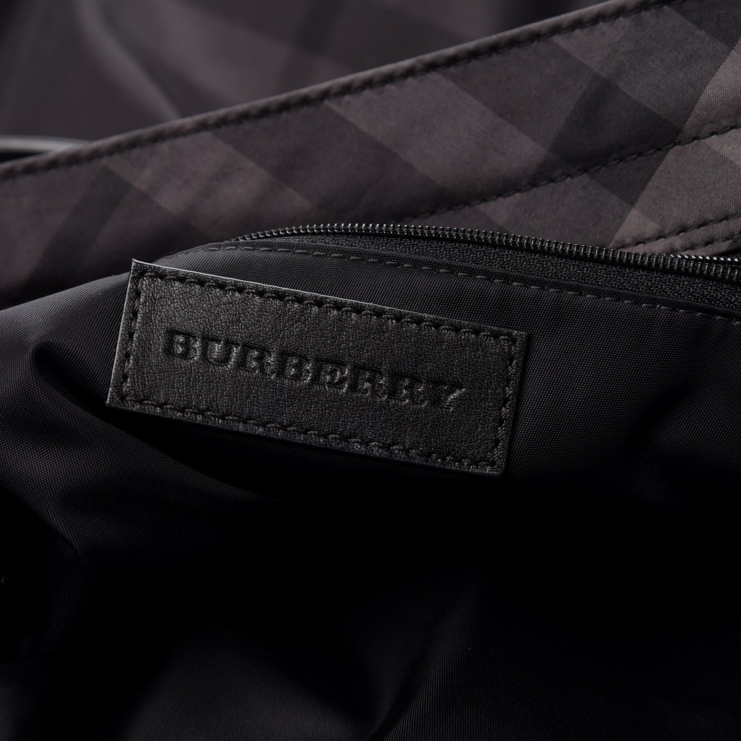 Burberry Nylon Check Small Buckleigh Packable Tote Charcoal 6 of 13