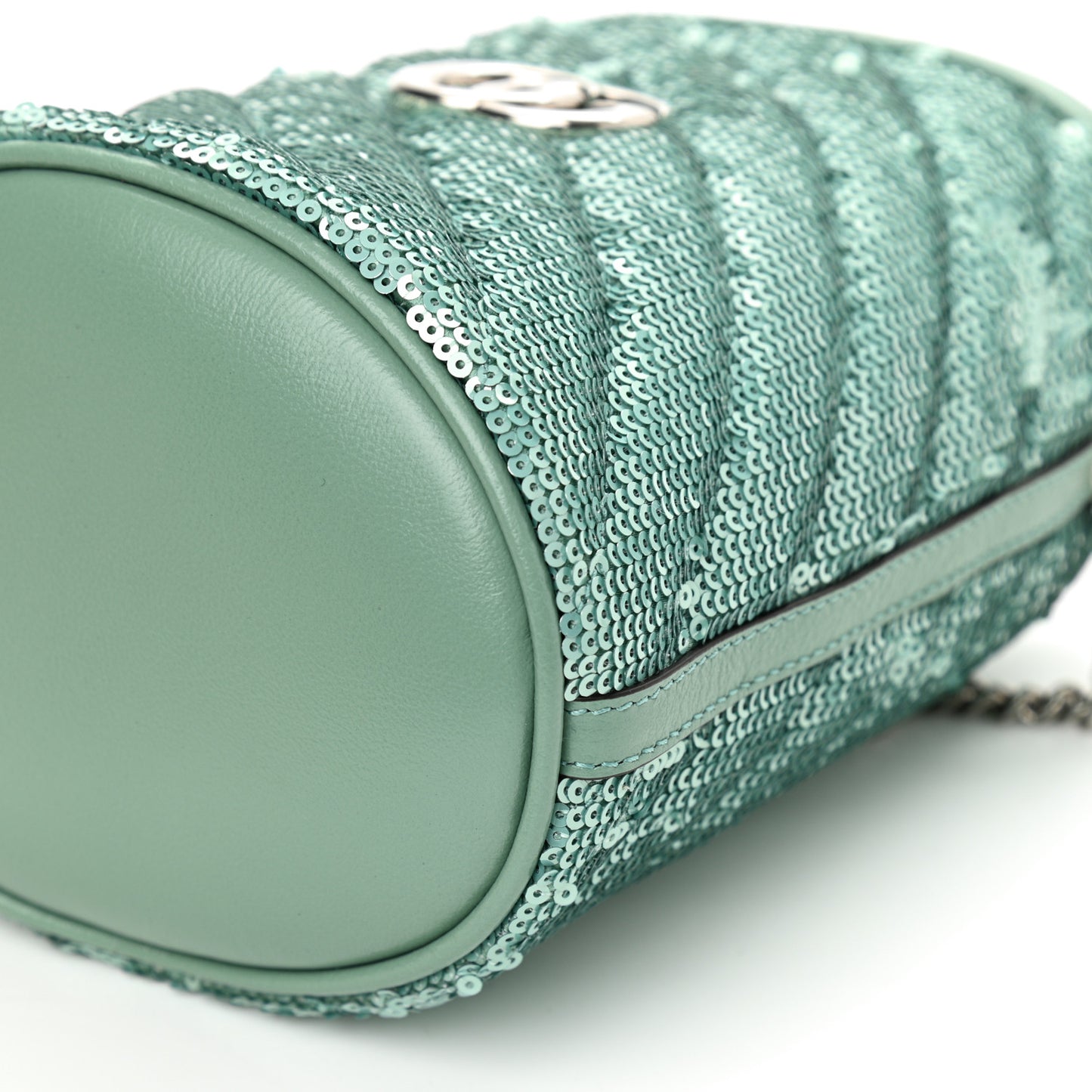 Sequin Mini GG Marmont 2.0 Bucket Bag Water Green Verde Chiaro Light Water Green