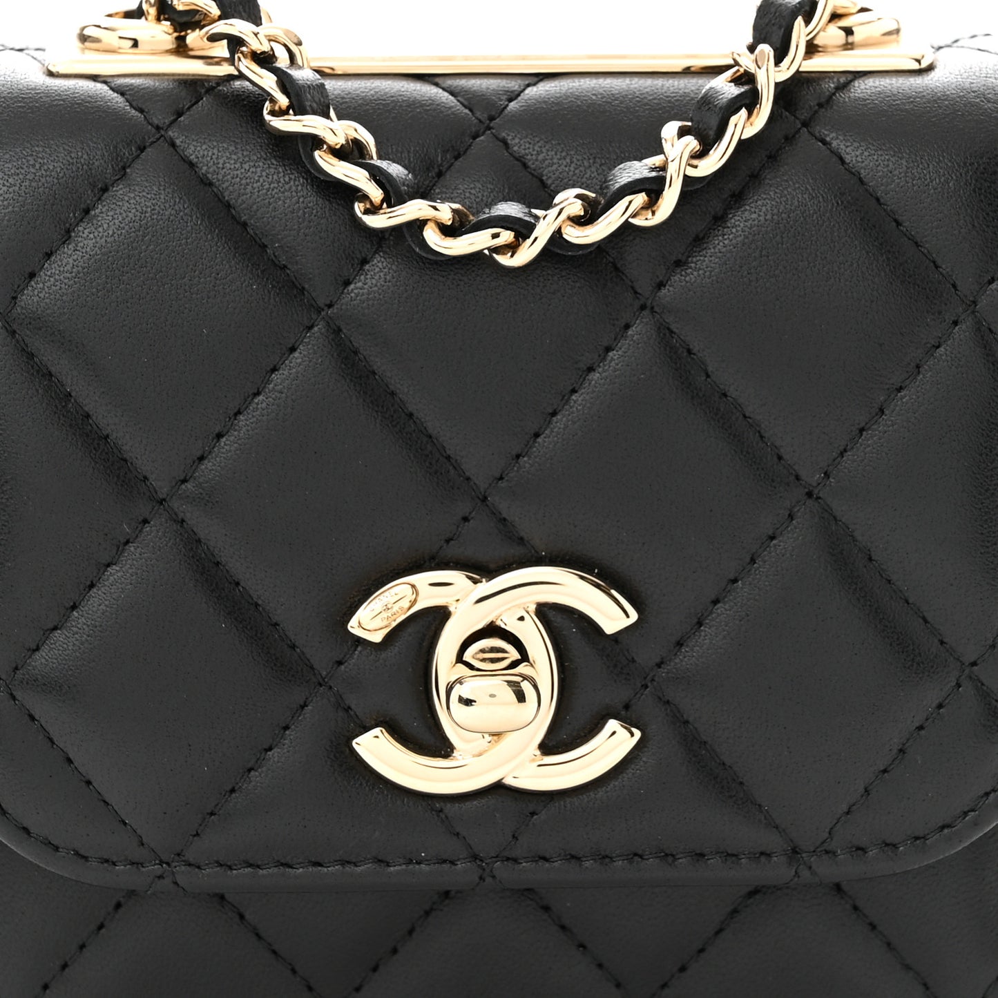 Lambskin Quilted Mini Trendy CC Chain Wallet Black