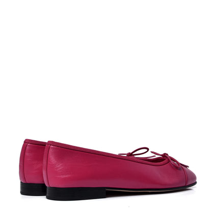 Chanel Goatskin Cap Toe CC Ballerina Flats 35.5 Bright Pink 3 of 6