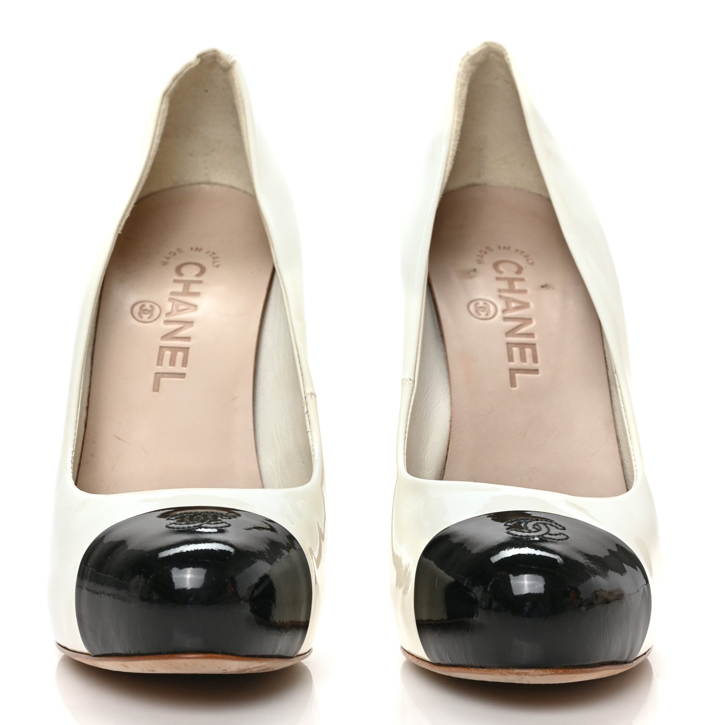 Patent Cap Toe CC Pumps 38.5 White Black