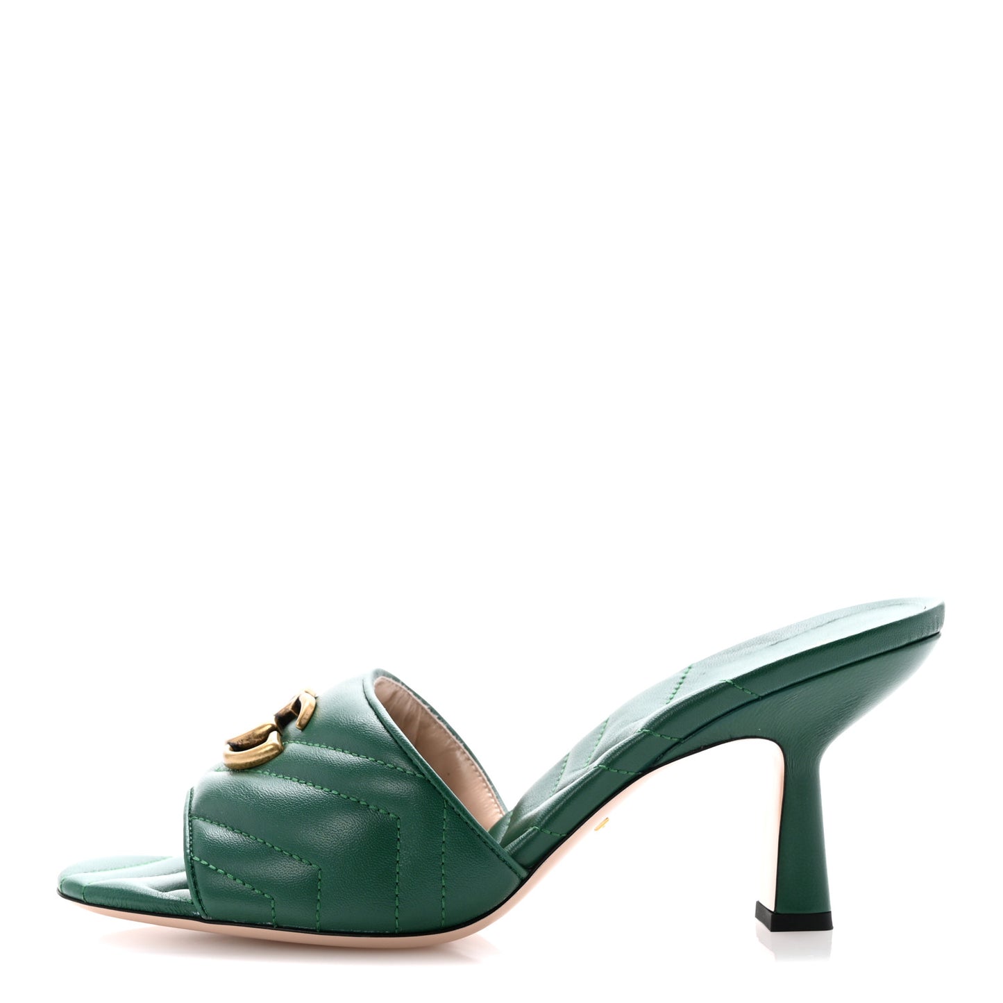 Nappa Matelasse GG Marmont 75mm Slide Sandals 41 Emerald