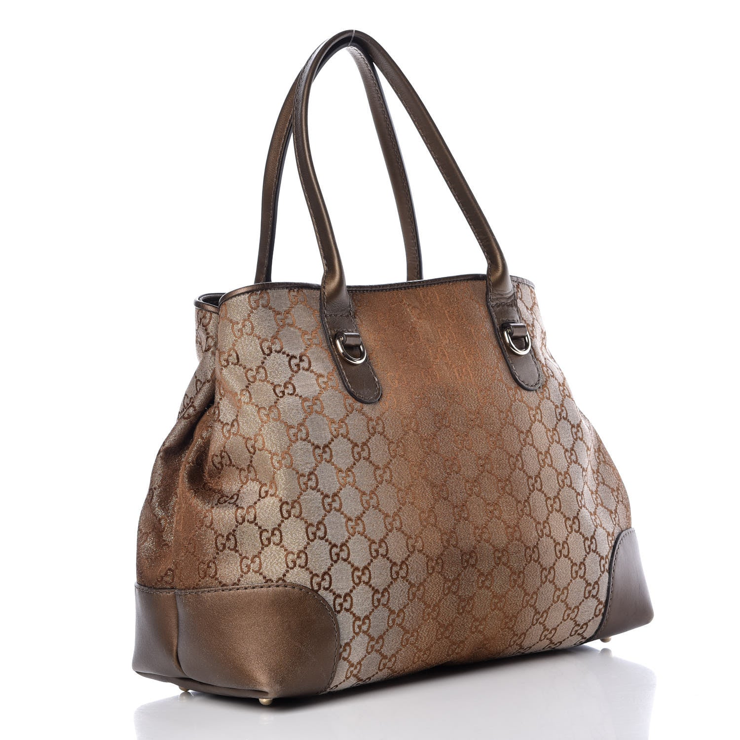 Gucci Monogram Lurex Heart Bit Charm Large Top Handle Tote Bronze 3 of 17