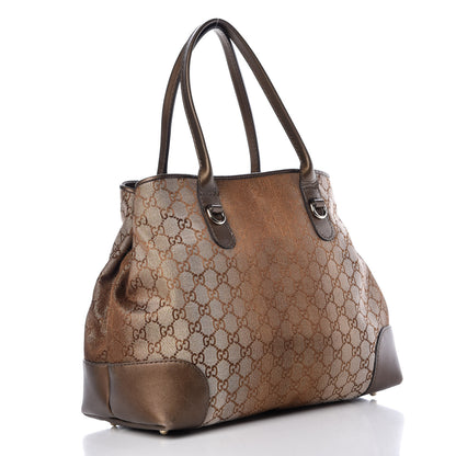 Gucci Monogram Lurex Heart Bit Charm Large Top Handle Tote Bronze 3 of 17