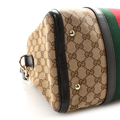 Gucci Monogram Selleria Calfskin Vintage Web Medium Boston Beige Ebony Cocoa 9 of 10