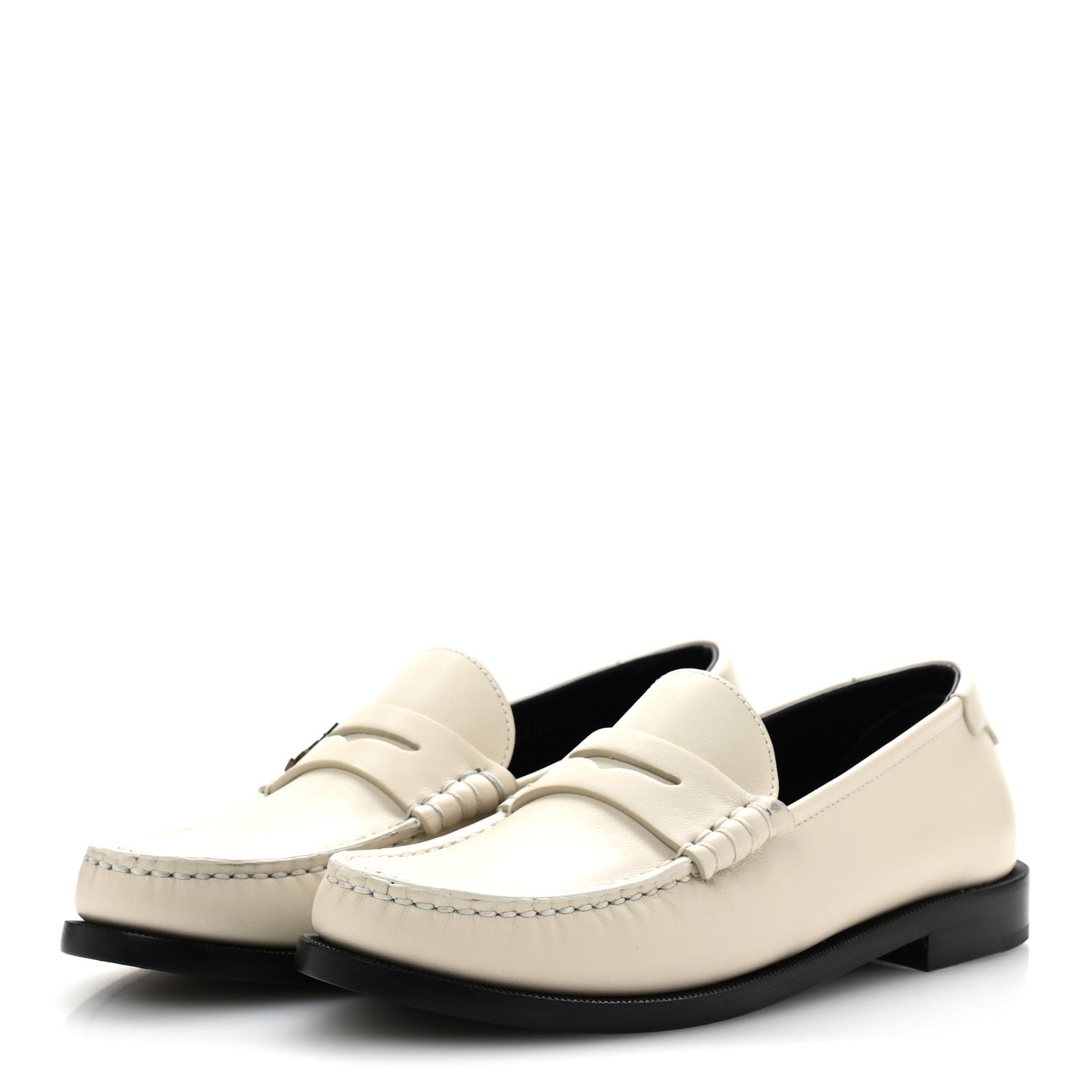 Saint Laurent Calfskin Penny Loafers 36.5 Pearl 4 of 10