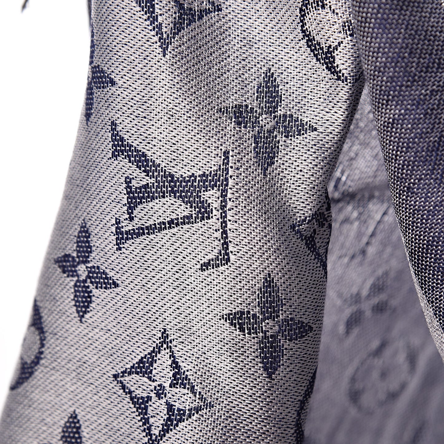 Wool Silk Monogram Denim Shawl Blue