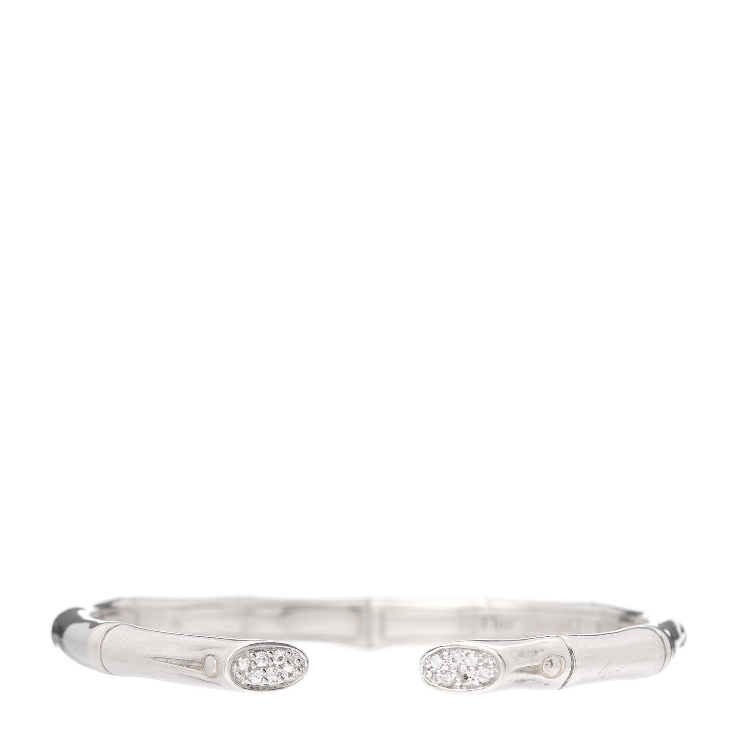 Sterling Silver White Sapphire Bamboo Kick Cuff Bracelet