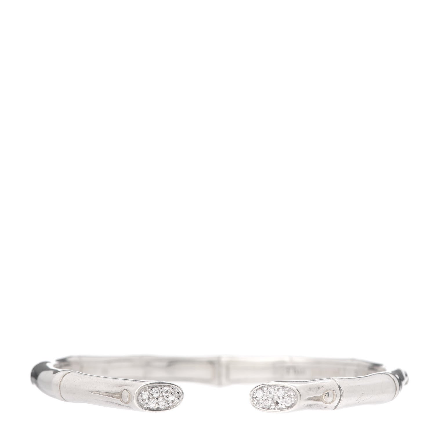 John Hardy Sterling Silver White Sapphire Bamboo Kick Cuff Bracelet 1 of 4