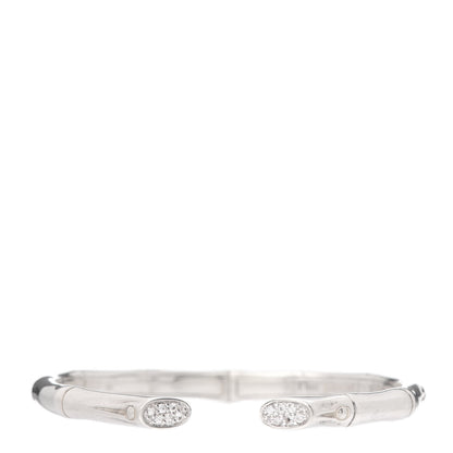 John Hardy Sterling Silver White Sapphire Bamboo Kick Cuff Bracelet 1 of 4