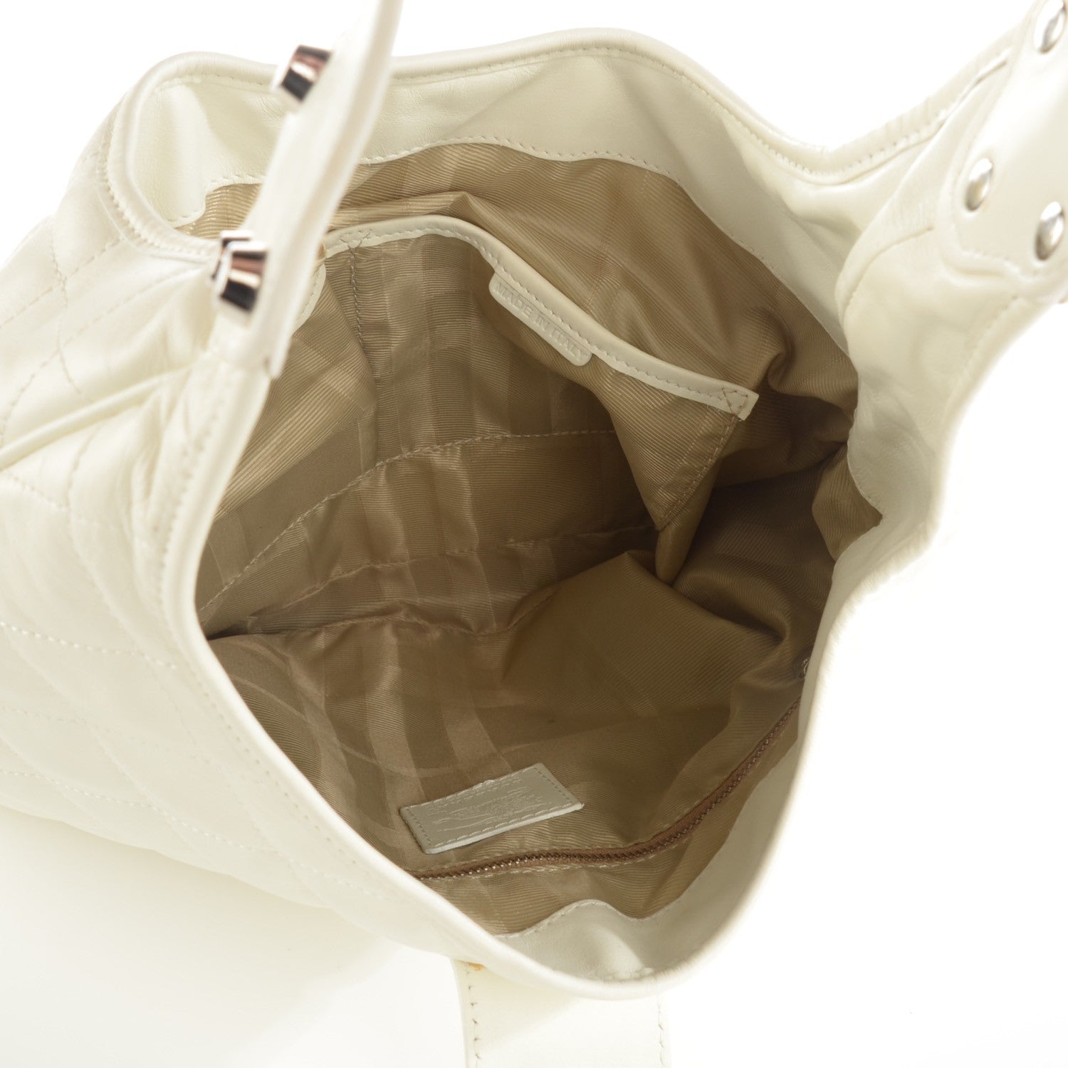Burberry Calfskin Quilted Brook Hobo White 5 of 8