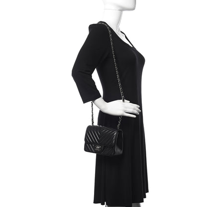 Chanel Lambskin Chevron Quilted Mini Square Flap Black 2 of 11