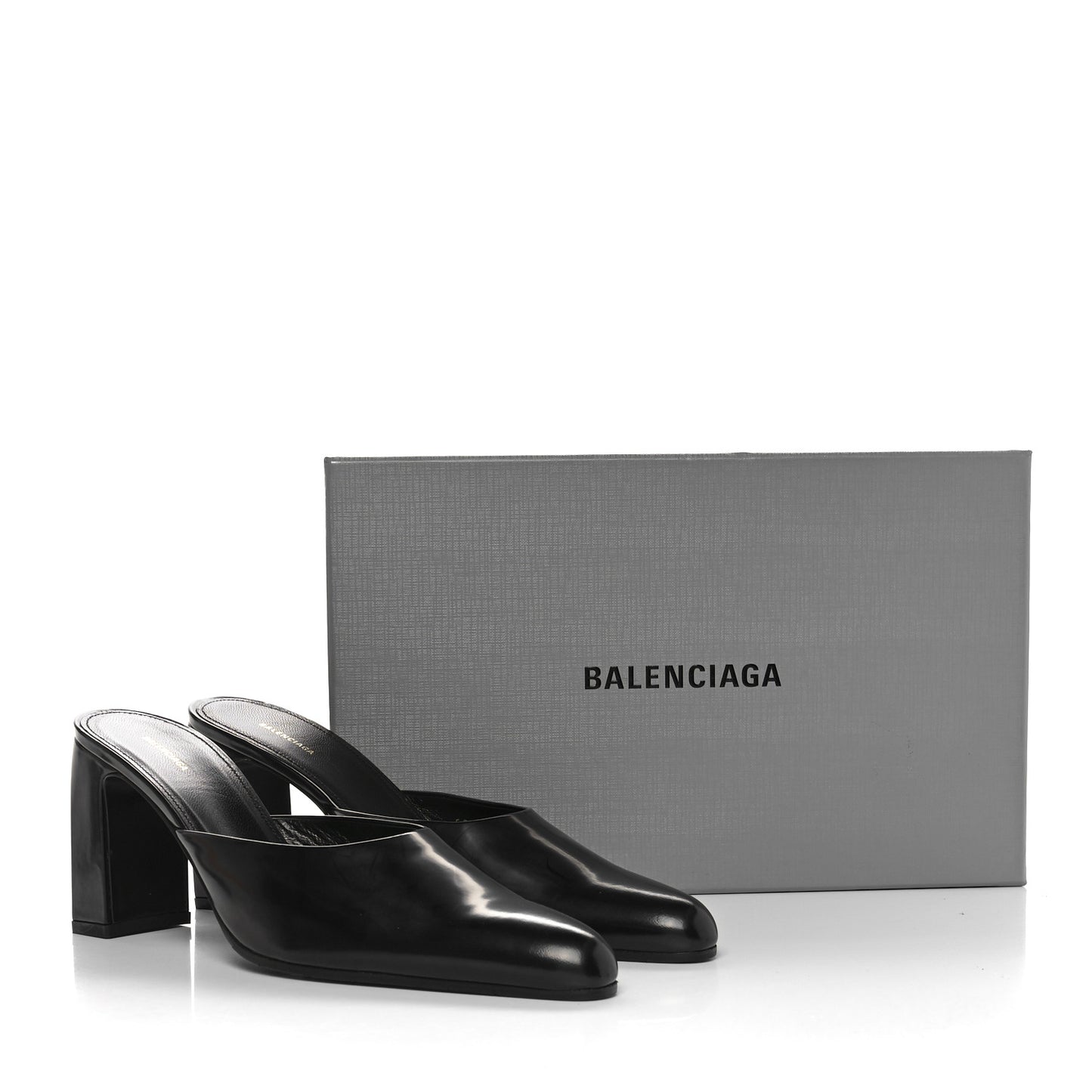 Patinated Calfskin Mule Pumps 38.5 Black