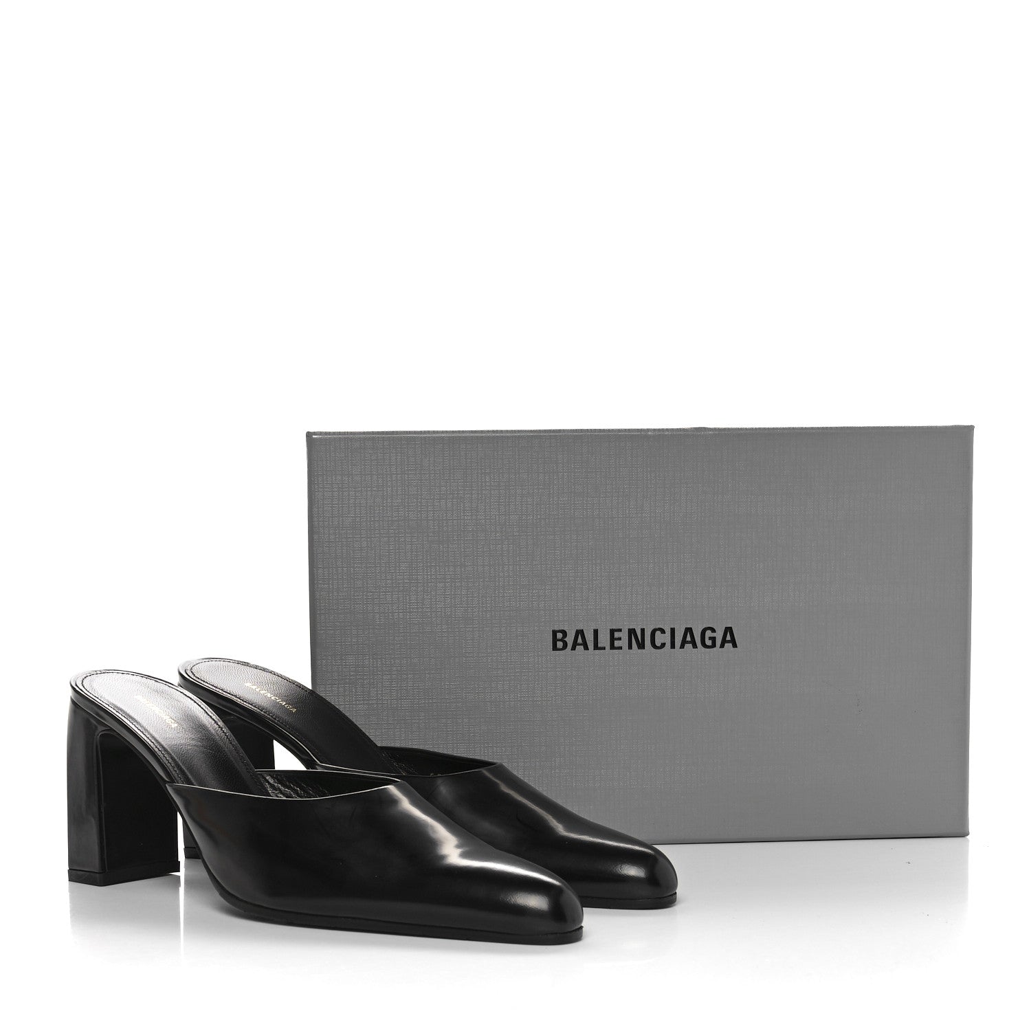 Balenciaga Patinated Calfskin Mule Pumps 38.5 Black 9 of 9