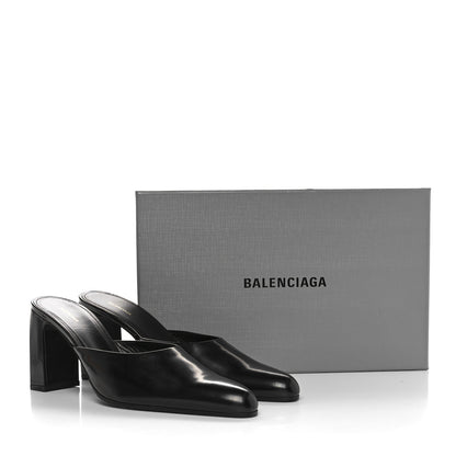Balenciaga Patinated Calfskin Mule Pumps 38.5 Black 9 of 9