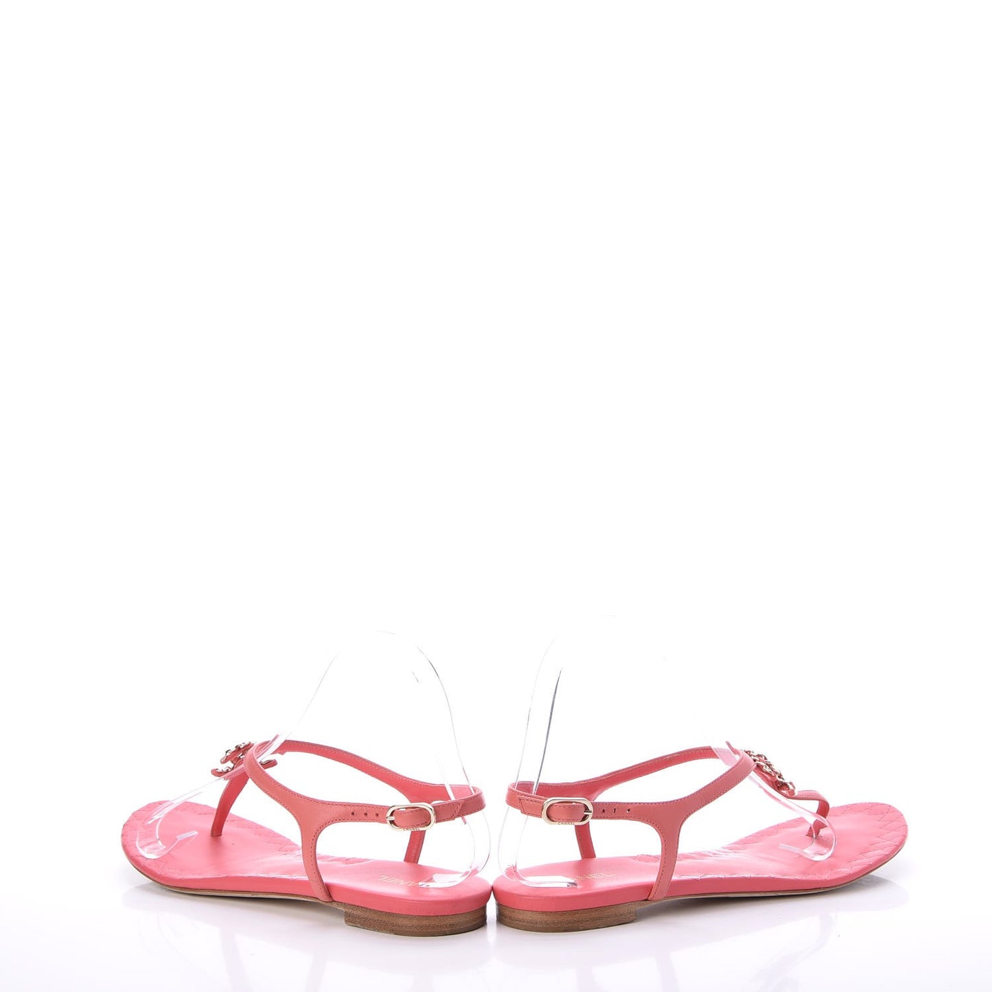 Lambskin Chain CC Thong Sandals 39.5 Pink