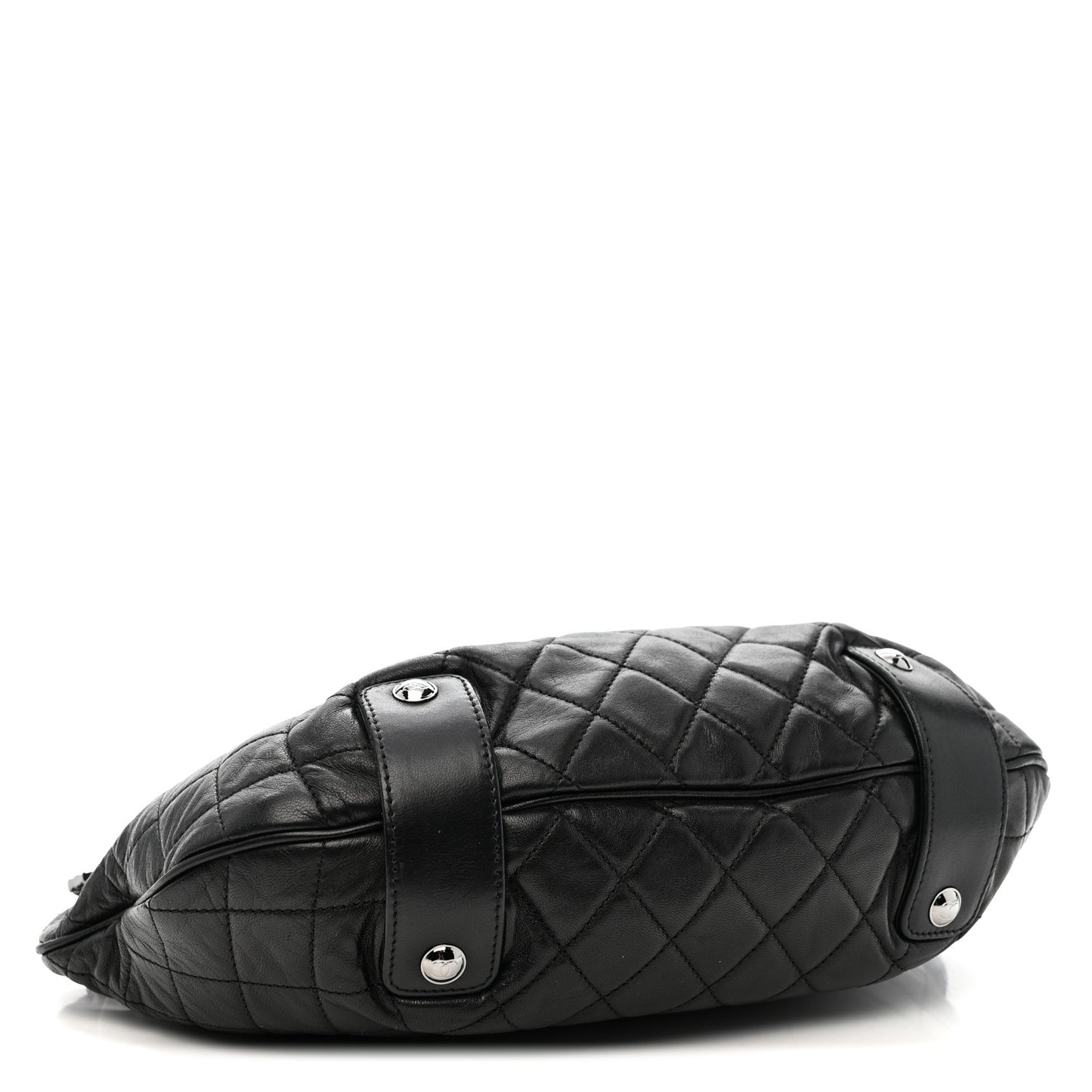 Lambskin Small Chain Mail Hobo Black