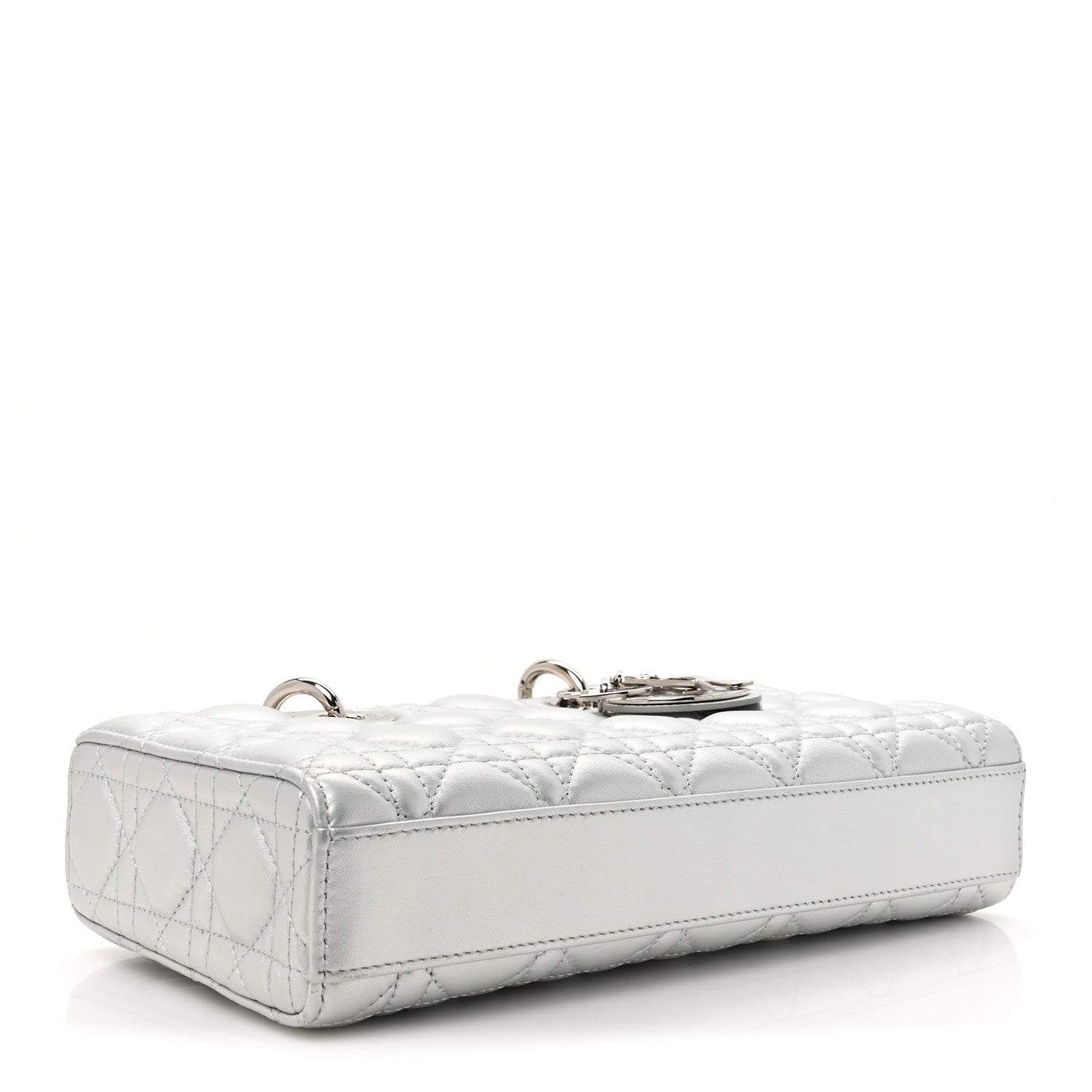 Christian Dior Metallic Lambskin Cannage Medium Lady D-Joy Silver 4 of 11