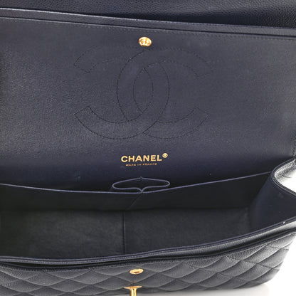 Chanel Caviar Quilted Jumbo Double Flap Navy Blue 6 of 12