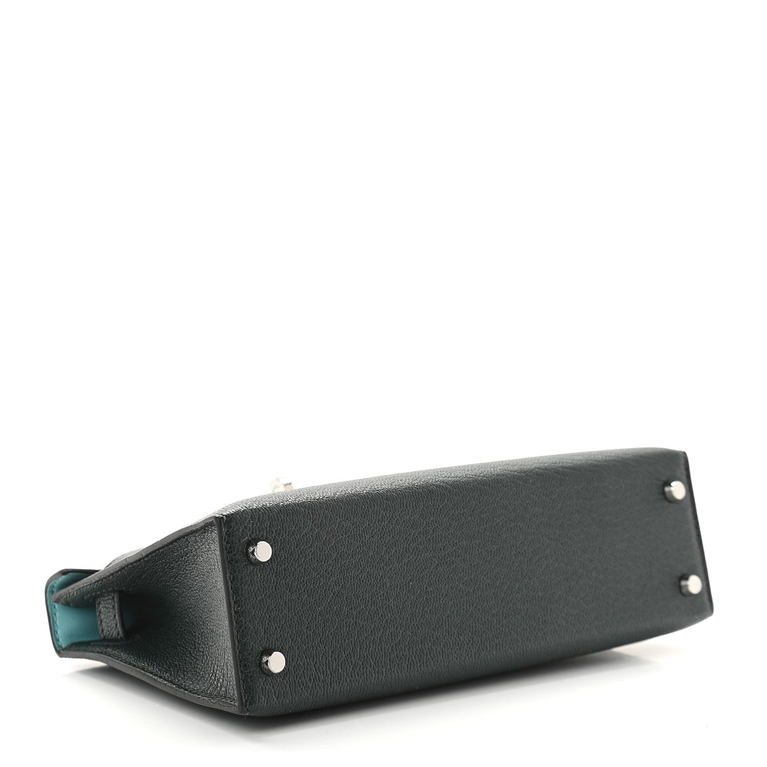 Hermes Chevre Mysore Verso Mini Kelly Sellier 20 Vert Titien Bleu Atoll 4 of 9