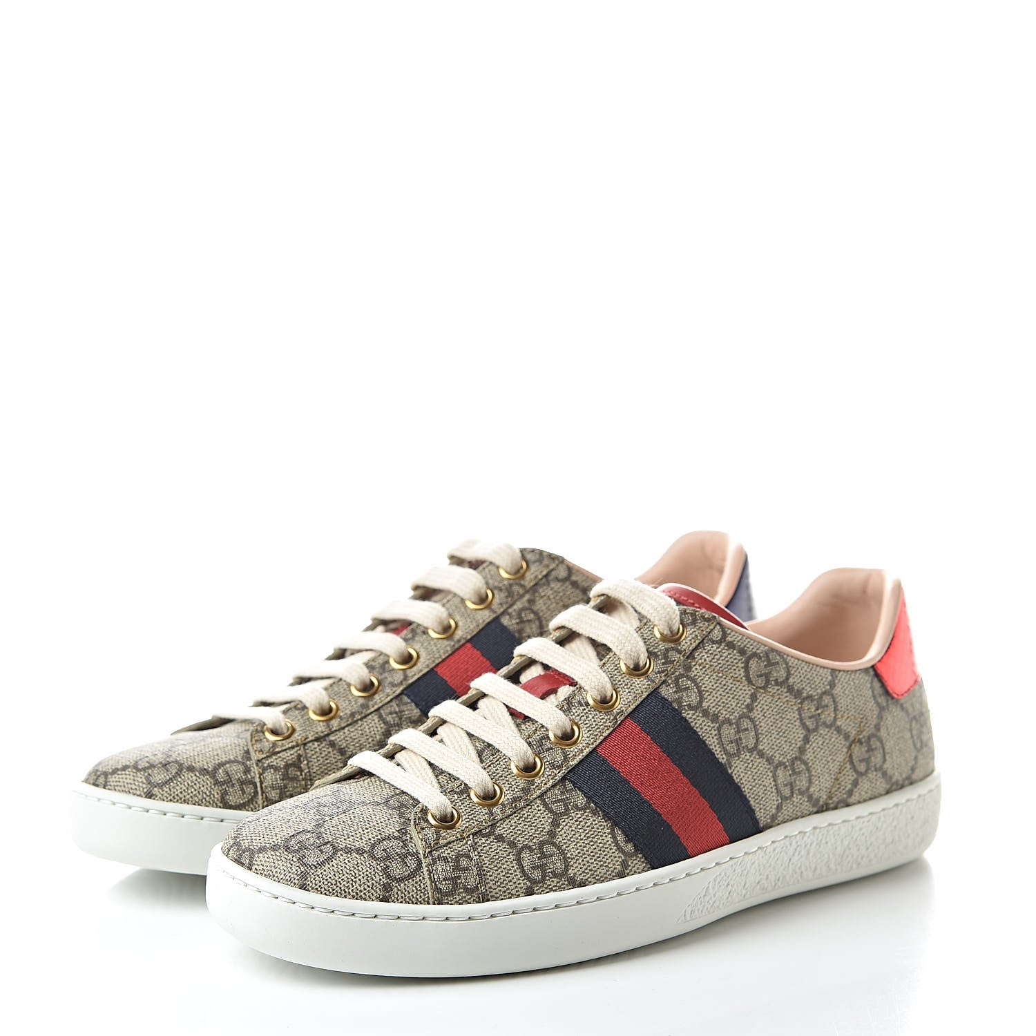 Gucci GG Supreme Monogram Ayers Web Womens Ace Sneakers 34.5 Beige 3 of 10