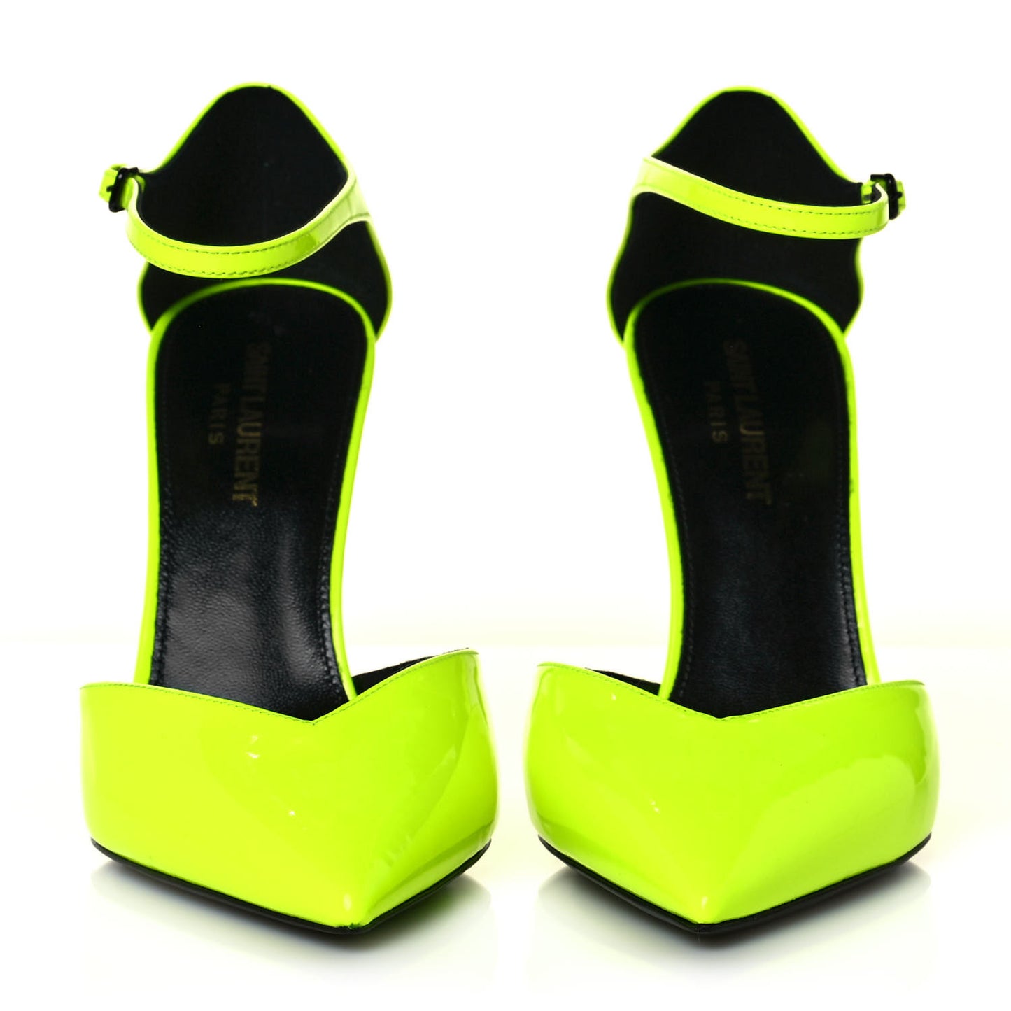 Patent Anja 85 Ankle Strap Pointed Pumps 37.5 Fluo Yellow