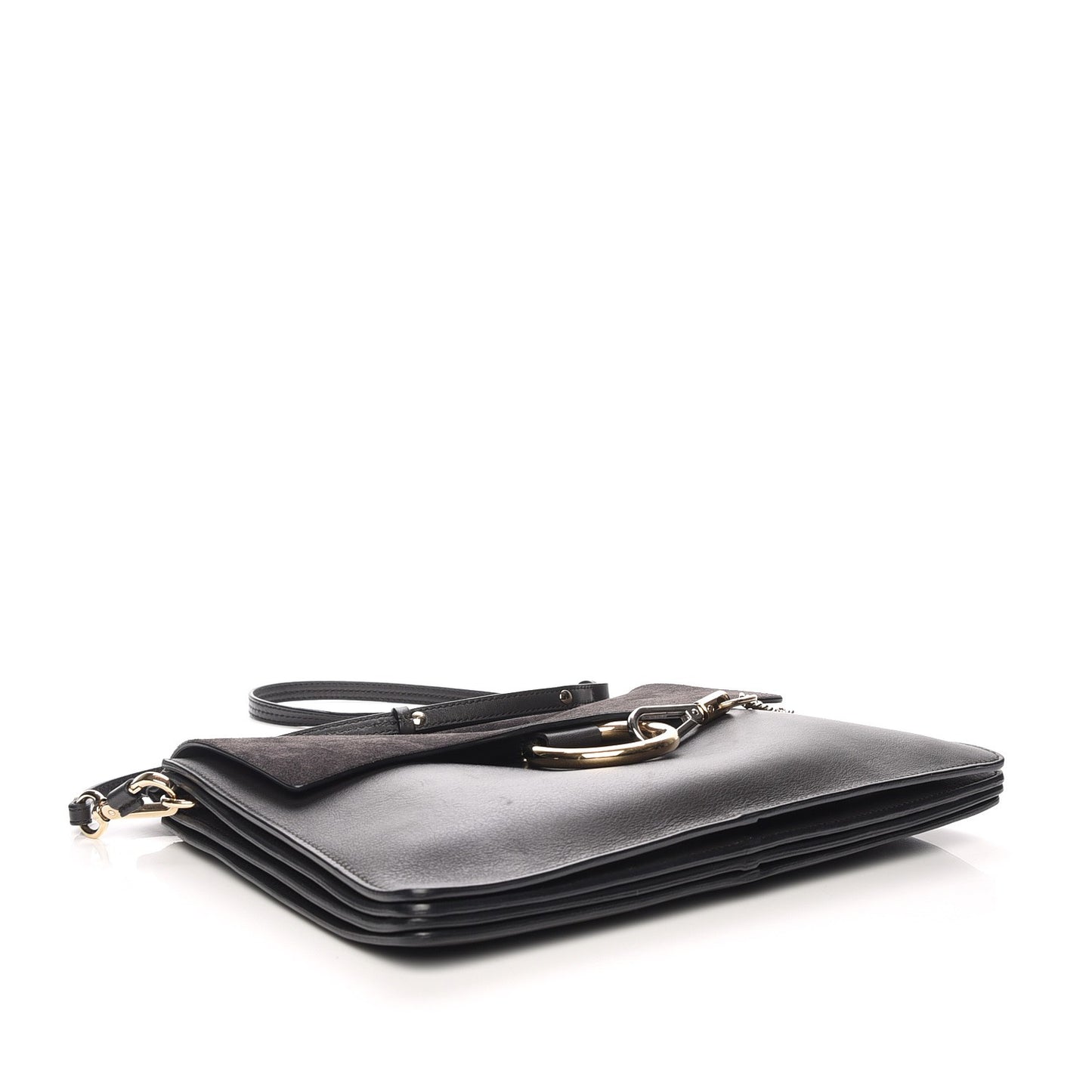 Calfskin Suede Medium Faye Shoulder Bag Carbon Grey