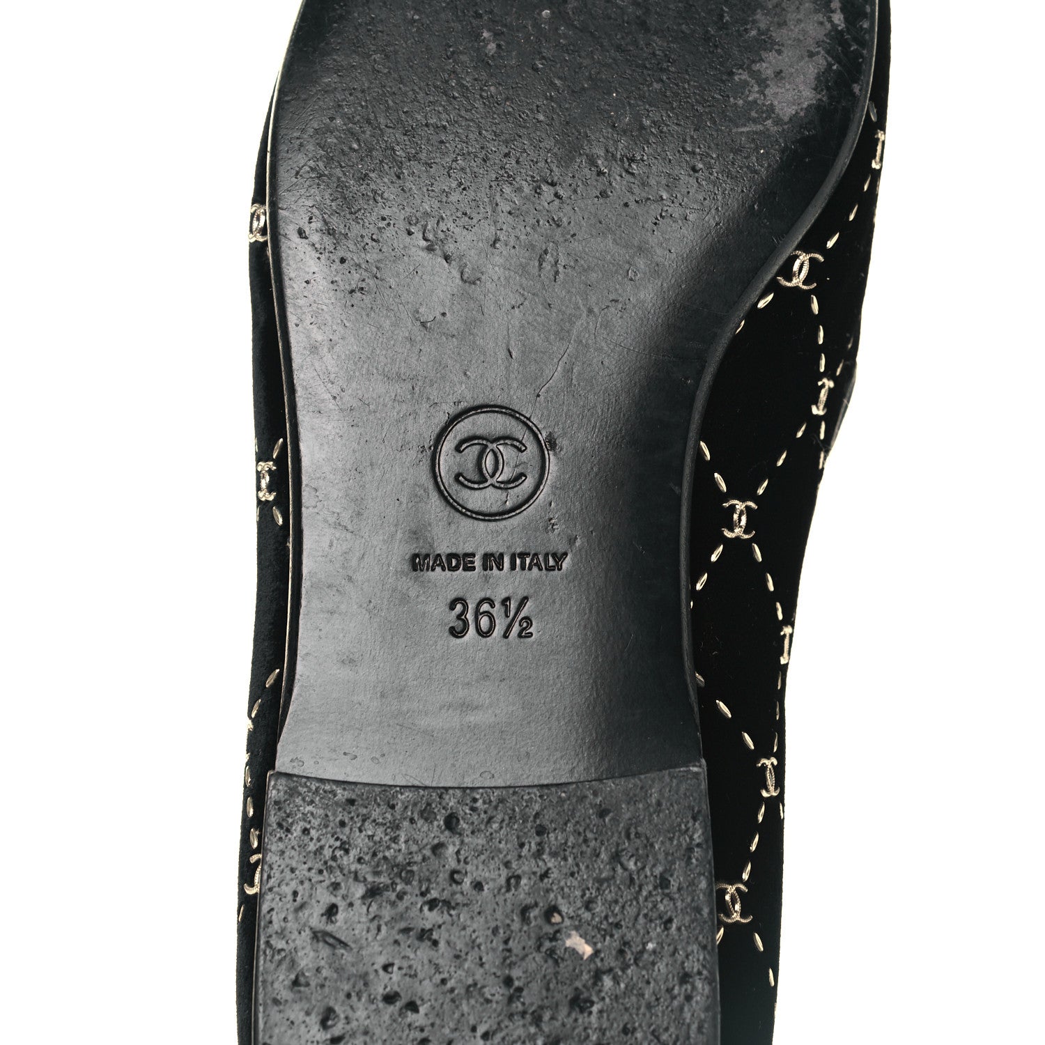 Chanel Velvet Mocassin Loafers 36.5 Black 5 of 9