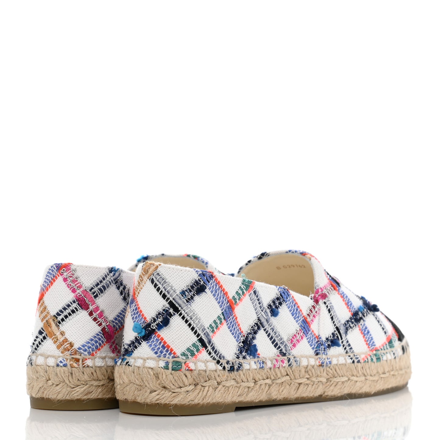 Tweed Grosgrain CC Espadrilles 40 White Blue Pink Green Black