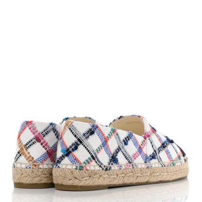 Chanel Tweed Grosgrain CC Espadrilles 40 White Blue Pink Green Black 4 of 10