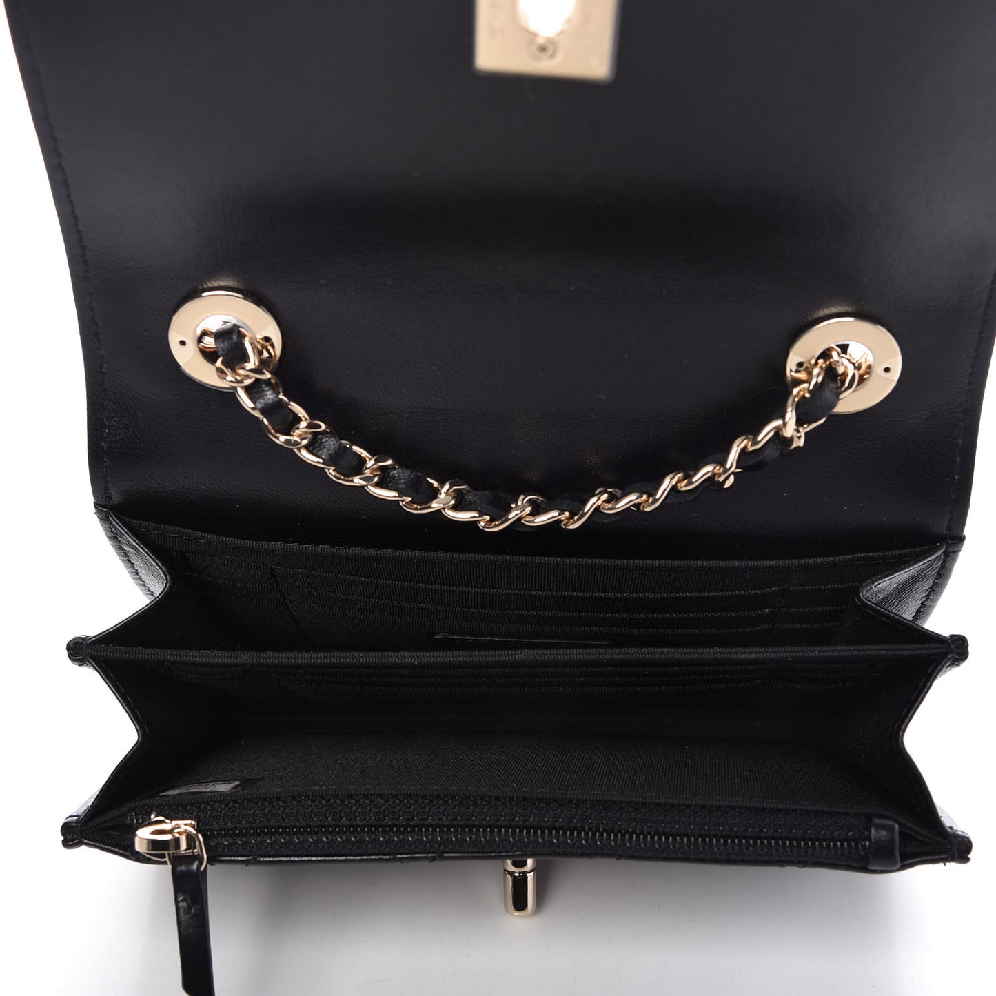 Lambskin Quilted Mini Trendy CC Wallet On Chain WOC Black