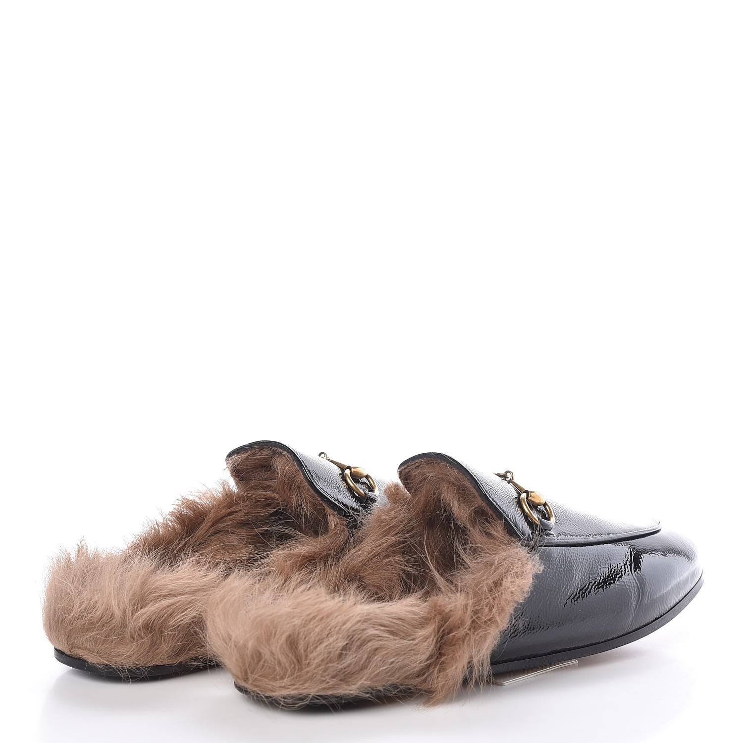 Gucci Patent Fur Womens Princetown Slippers 38.5 Black Natural 4 of 8