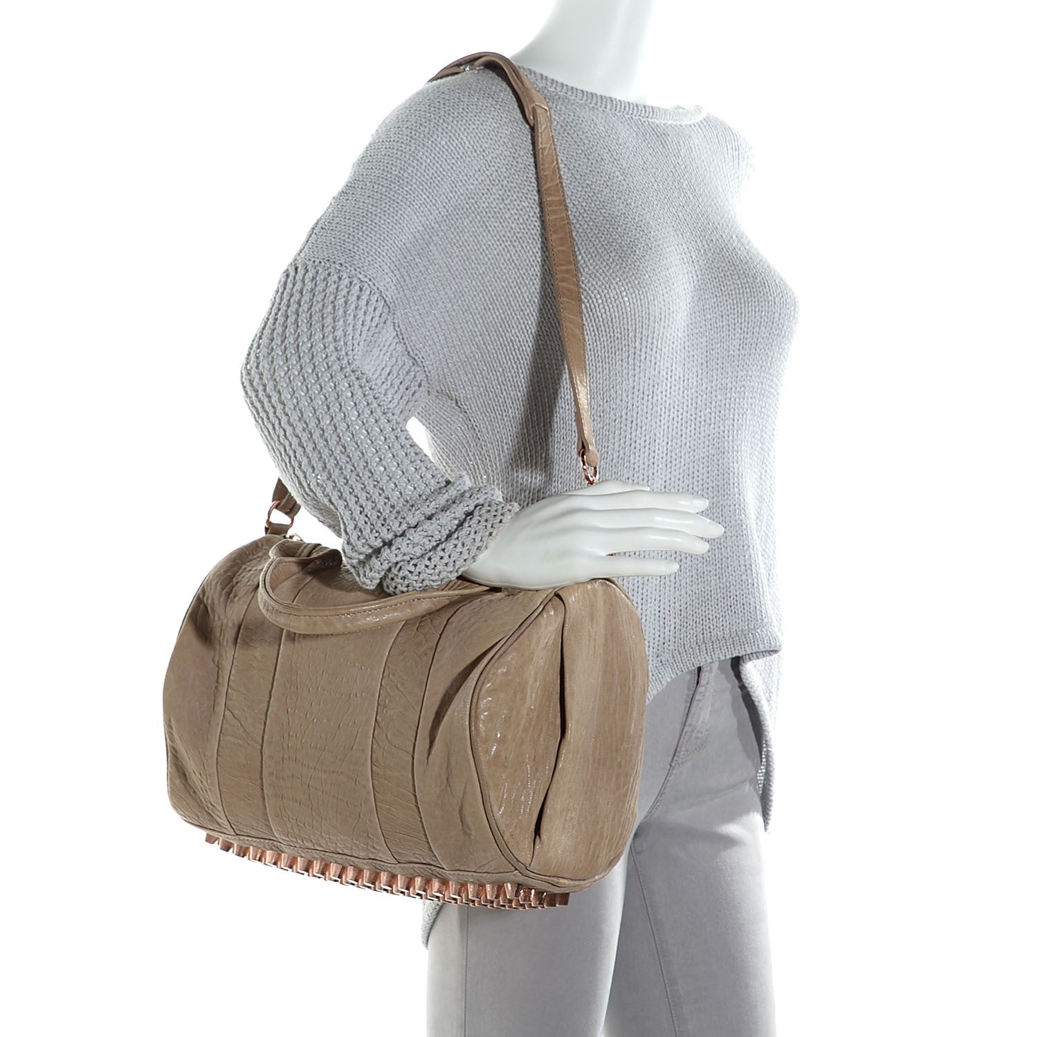 Alexander Wang Pebbled Lambskin Rocco Latte Rose Gold Hardware 2 of 9