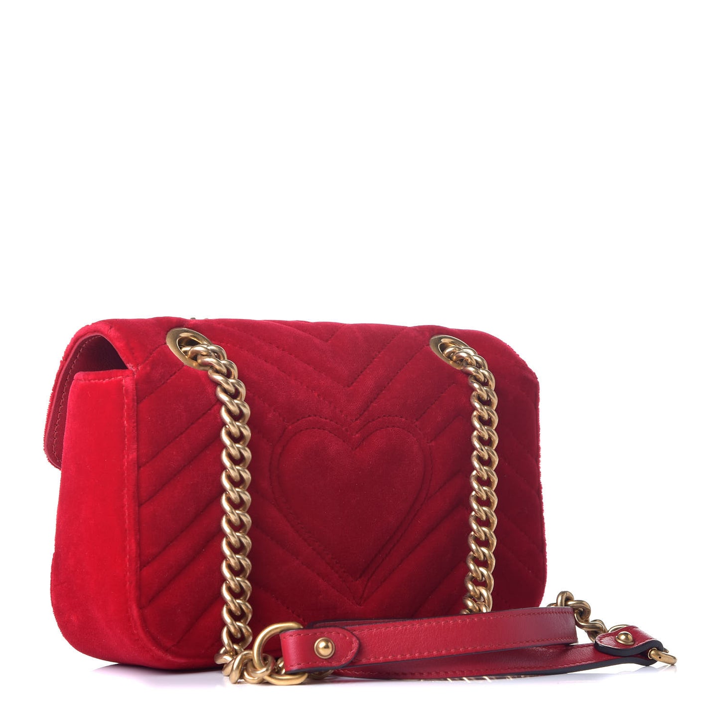 Velvet Matelasse Mini GG Marmont Shoulder Bag Hibiscus Red