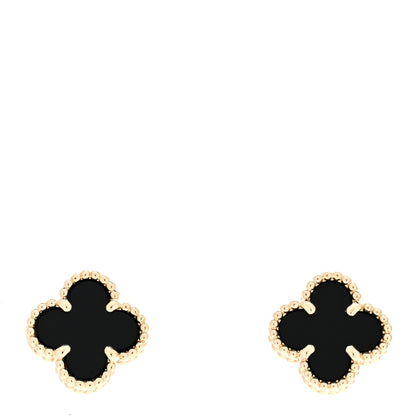 Van Cleef & Arpels 18K Yellow Gold Black Onyx Sweet Alhambra Earrings 1 of 5