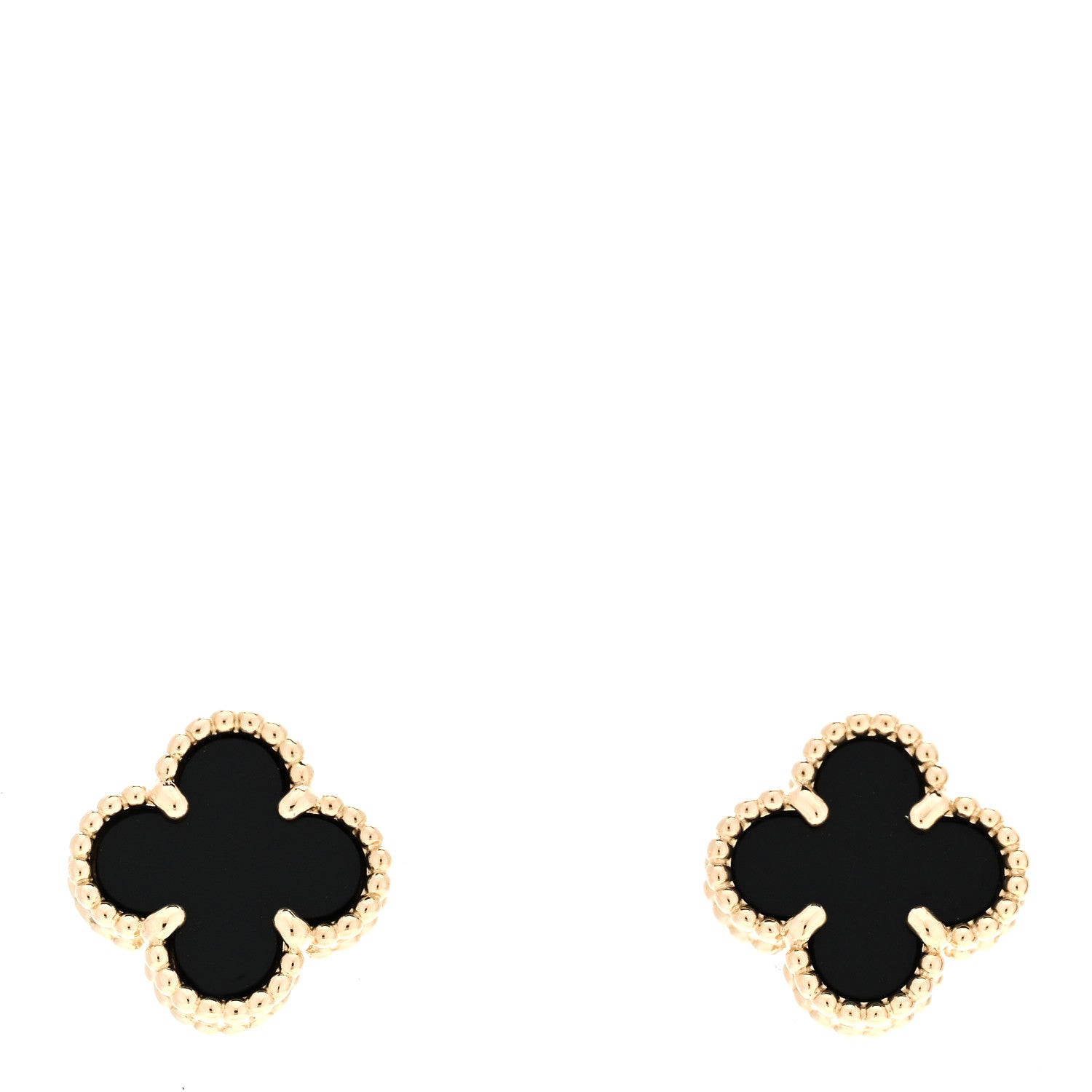 Van Cleef & Arpels 18K Yellow Gold Black Onyx Sweet Alhambra Earrings 1 of 5
