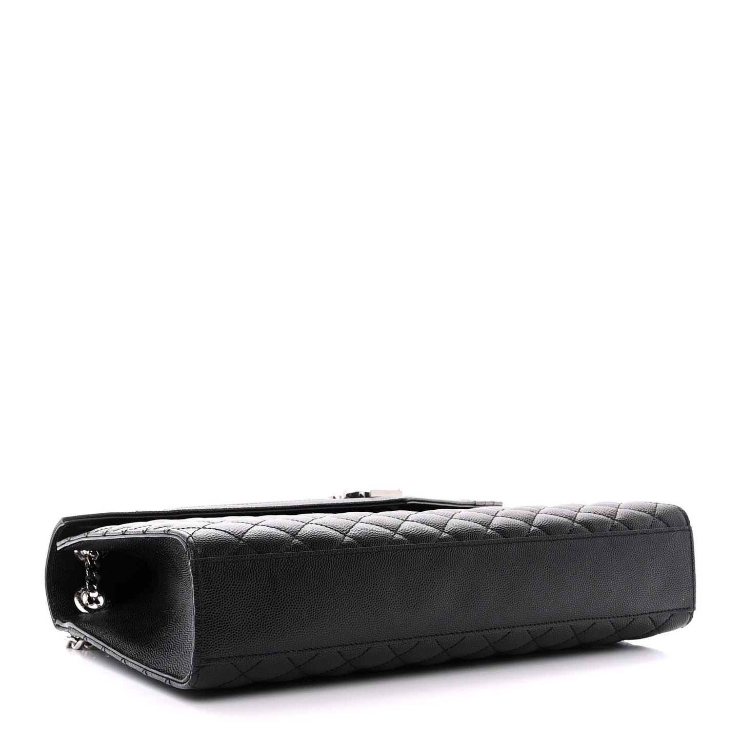 Grain De Poudre Textured Mixed Matelasse Large Triquilt Monogram Satchel Black