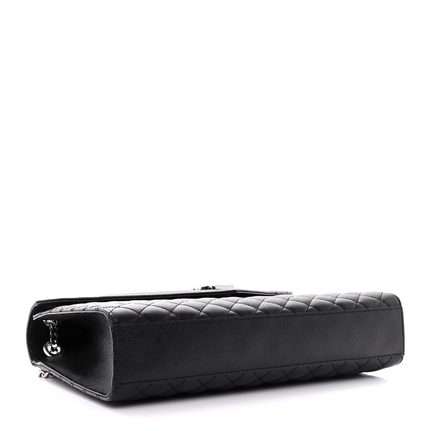 Saint Laurent Grain De Poudre Textured Mixed Matelasse Large Triquilt Monogram Satchel Black 4 of 12