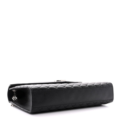 Saint Laurent Grain De Poudre Textured Mixed Matelasse Large Triquilt Monogram Satchel Black 4 of 12