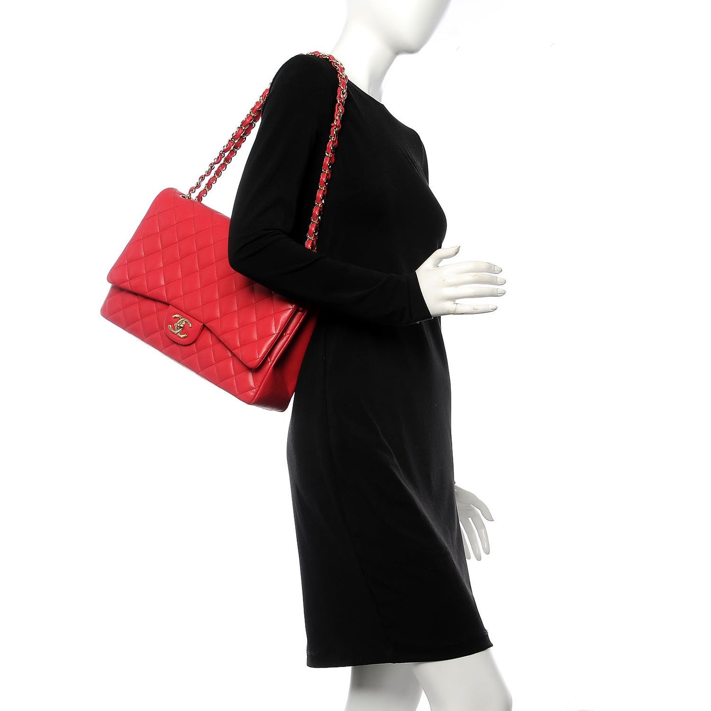 Lambskin Quilted Maxi Double Flap Red