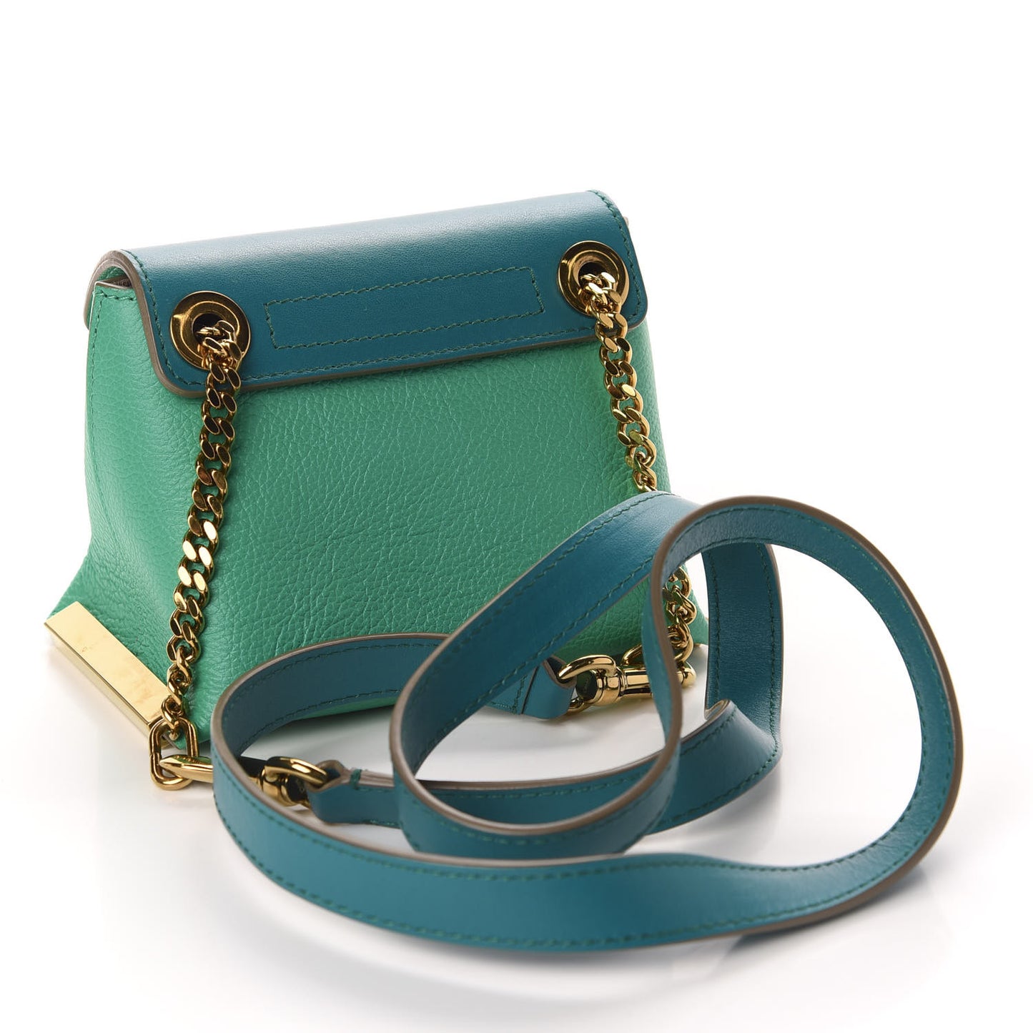 Calfskin Mini Clare Shoulder Bag Green Turquoise