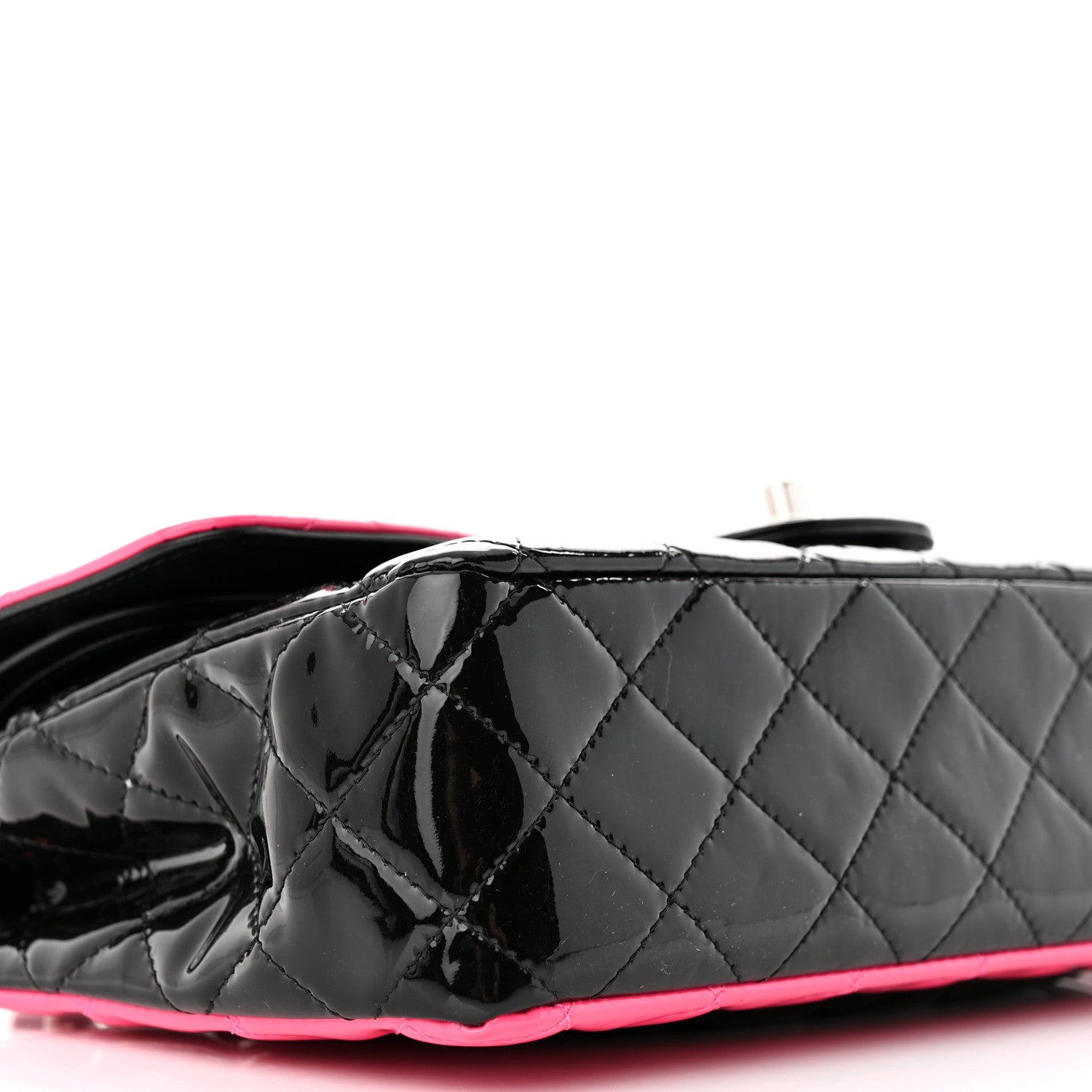 Chanel Patent Calfskin Quilted Bi-Color Medium Double Flap Pink Black 9 of 13