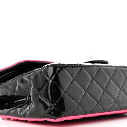 Chanel Patent Calfskin Quilted Bi-Color Medium Double Flap Pink Black 9 of 13