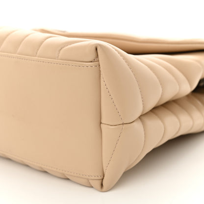 Saint Laurent Calfskin Y Quilted Monogram Medium Loulou Chain Satchel Nude Powder 10 of 11