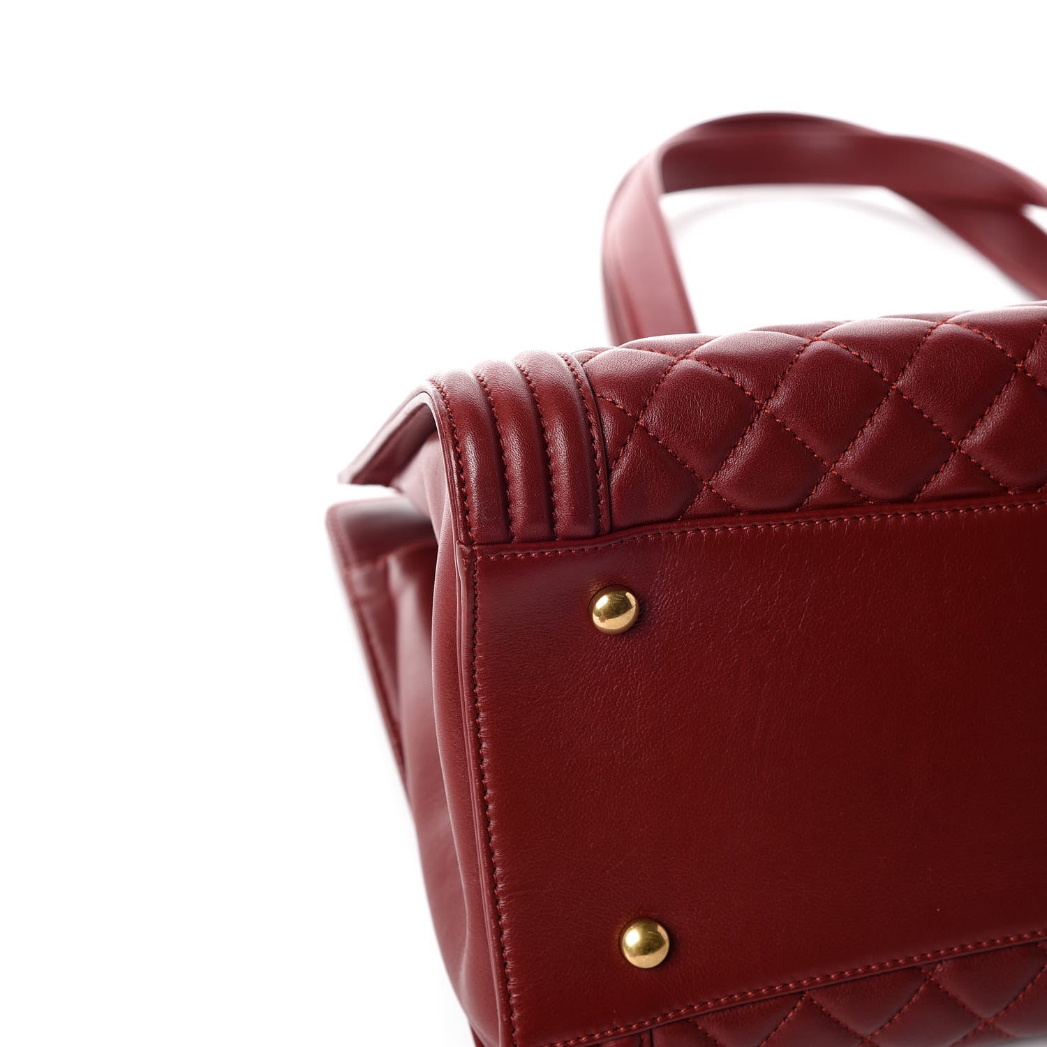 Chanel Lambskin Quilted Boy Shopping Tote Dark Red 11 of 13