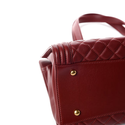 Chanel Lambskin Quilted Boy Shopping Tote Dark Red 11 of 13